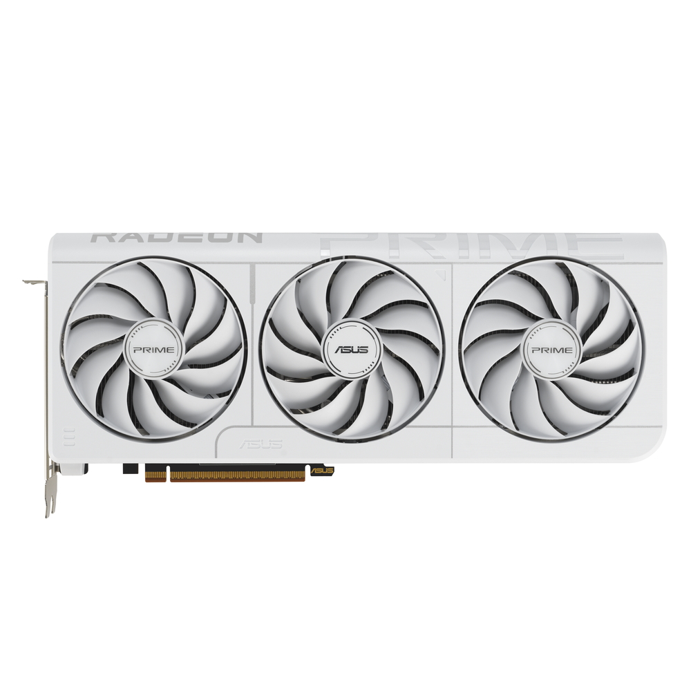 RX9070XT ASUS　prime amd radeon グラフィックボード ASUSから、Radeon RX 9070 XT ホワイトカラートリプルファン搭載